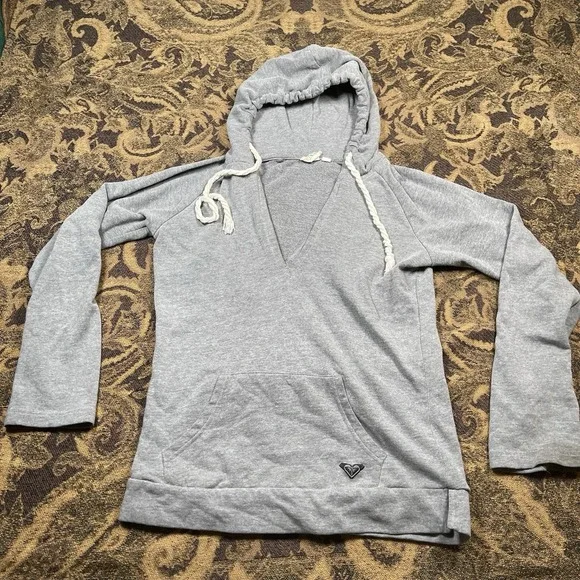 Vtg Y2K Roxy Bohemian Gray Pullover Sweater Womens Size Large Floral - Picture 3 of 8